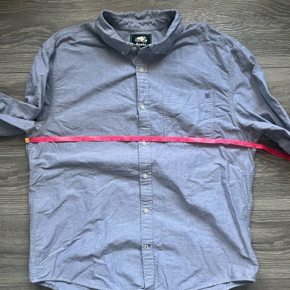 Roots Blue Long Sleeve Button Down 100% Cotton Men’s Shirt Size XXL Casual - Picture 9 of 10